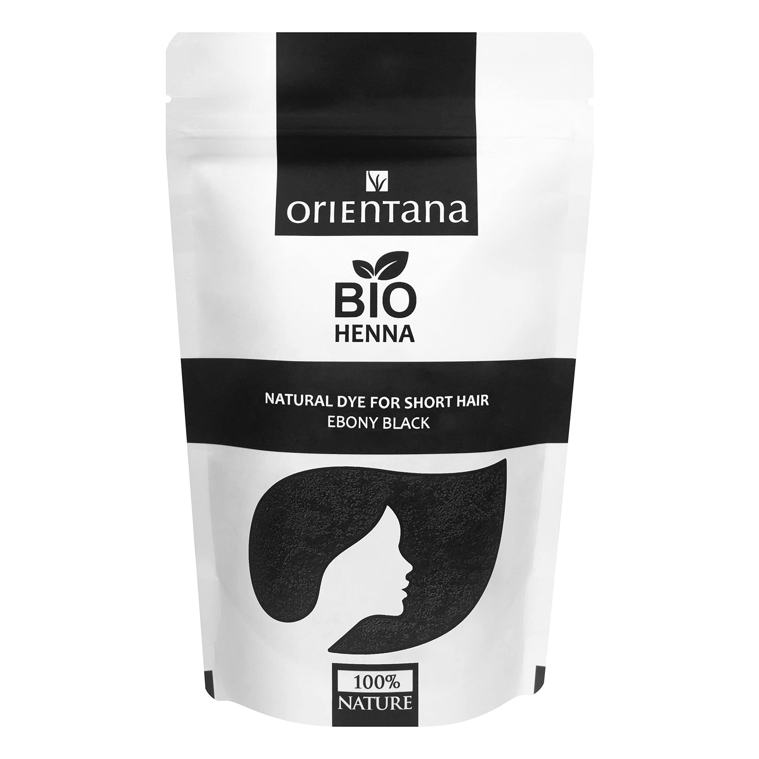 Orientana - organic henna hair color |Ebony black |100% vegan natural organic powder for short hair |A permanent black plant hair color that gives the hair abundance - 50g 50 g (1 -pack) black brown